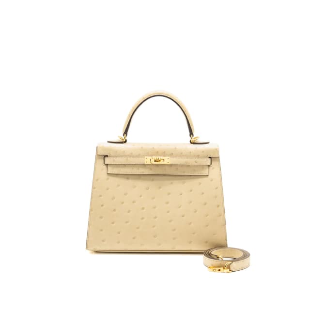 Hermès Kelly 25 Ostrich 3C Parchemin GHW Stamp U in Ostrich from EMIER, photo 1 of 1