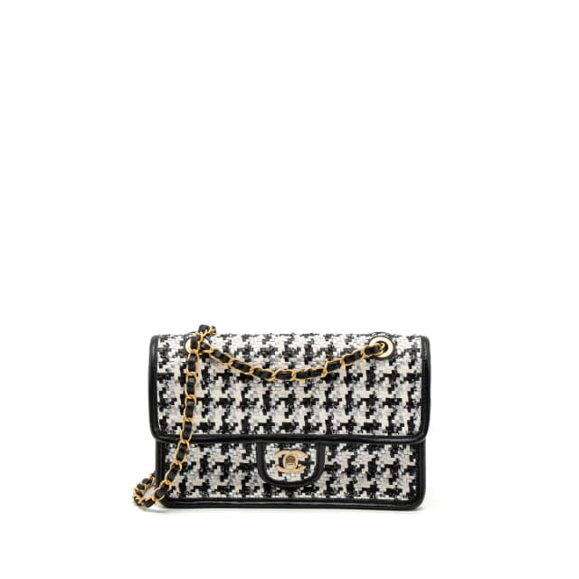 Chanel 23C Houndstooth Weaving Flap Bag Tweed/Lambskin Black/White Brushed GHW (Microchip) in Black Lambskin from EMIER, photo 1 of 1