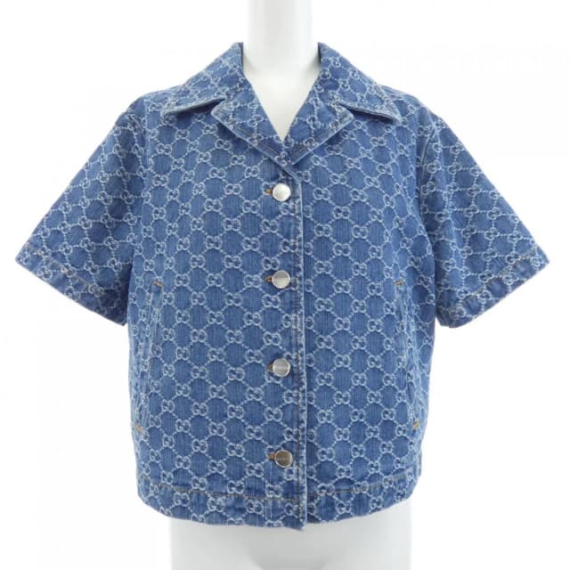 Gucci GG Denim Jacquard Top Jacket in Denim from The Reluxe, photo 1 of 1