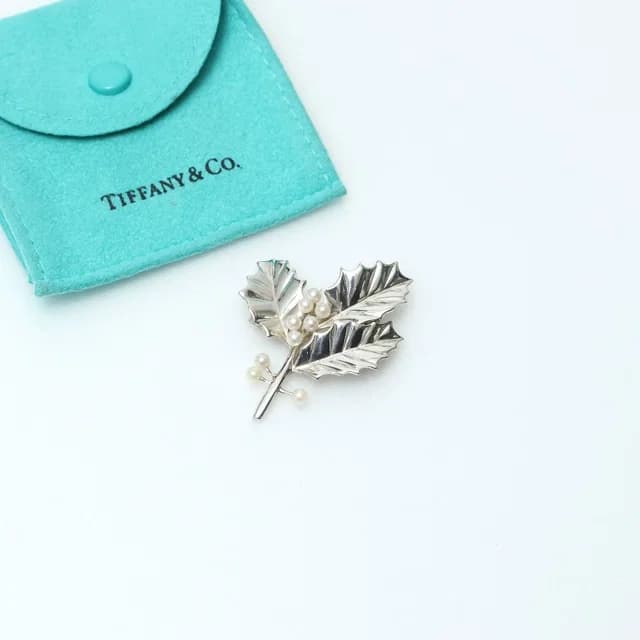 Tiffany & Co. Vintage Brooch Holly Pearl Motif 925 Sterling Silver in Silver from The Reluxe, photo 1 of 1