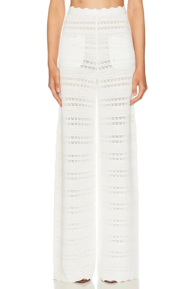 Helsa Kaitltn Scalloped Pant in White, image 1 of 1 from FWRD