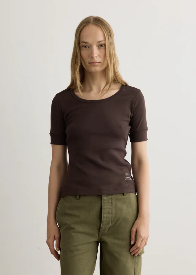 A.P.C. Liza T-Shirt in CAA BROWN, image 1 of 1 from Incu