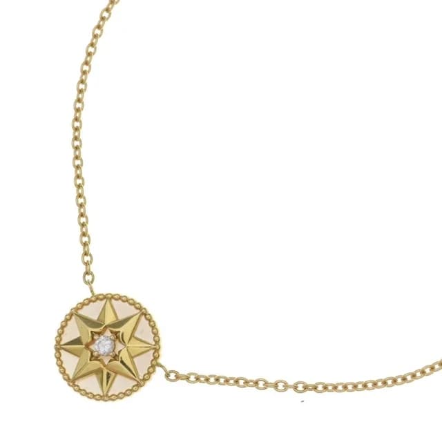 Dior Rose des Vents Pearl Diamond Pendant Chain Yellow Gold in Pink from The Reluxe, photo 1 of 1