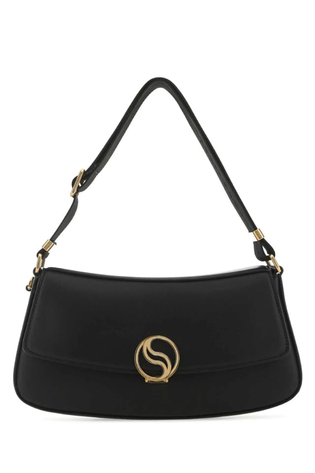 Stella McCartney Logo-Detailed Curved Silhouette Shoulder Bag — Black Leather in Black Leather from HEWI, photo 1 of 1