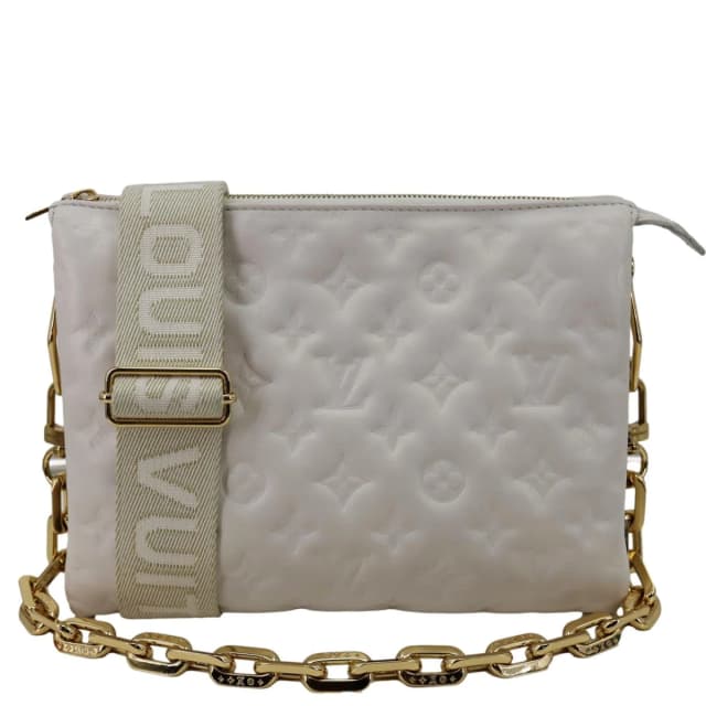 Louis Vuitton Coussin PM Monogram Embossed Leather Shoulder Bag White in White Leather from Dallas Designer Handbags, photo 1 of 1