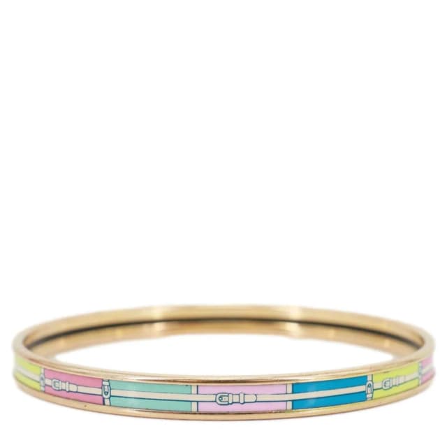 Hermès Enamel Printed Narrow Bangle Bracelet Gold in Gold from Dallas Designer Handbags, photo 1 of 1