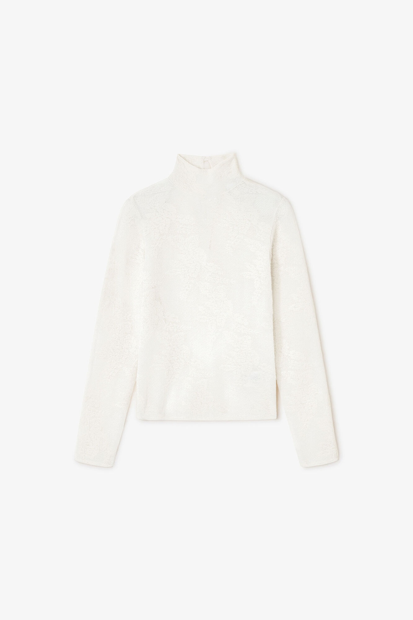 GANNI Ivory Sheer Turtleneck in Egret 39% alpaca, 30% polyamide, 16% wool, 15% recycled polyamide, image 1 of 1 from GANNI (US)