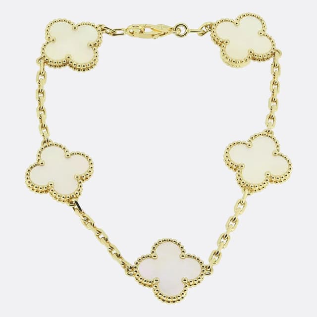 Van Cleef & Arpels Vintage Alhambra Five Motif Mother of Pearl Bracelet from The Vintage Jeweller, photo 1 of 1