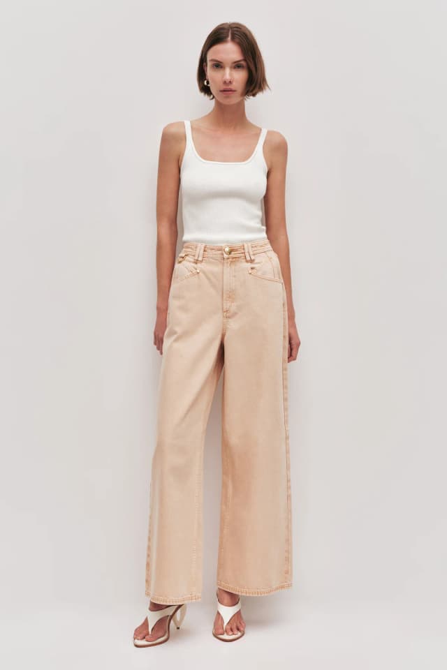 AJE Sunrise Denim Jeans in PINK SAND, image 1 of 1 from Aje