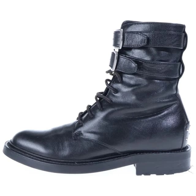 Saint Laurent High Boots Harness Ring Wyatt Cut Black in Black Leather from The Reluxe, photo 1 of 1