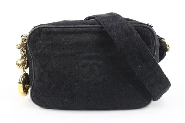 Chanel Ultra Rare Black Woven Gold Charm Camera Bag in Black Woven leather from Bagriculture, photo 1 of 1