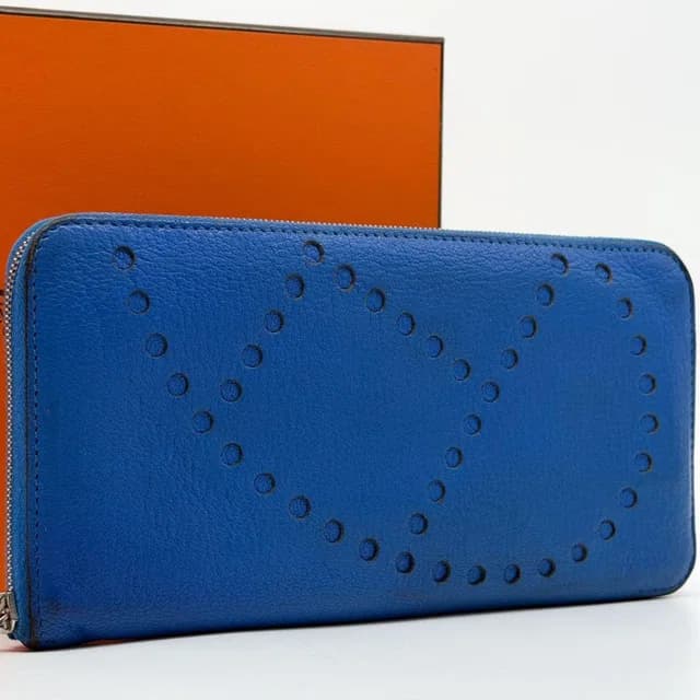 Hermès Azap Long Evelyne All Leather Blue Wallet in Blue Leather from The Reluxe, photo 1 of 1