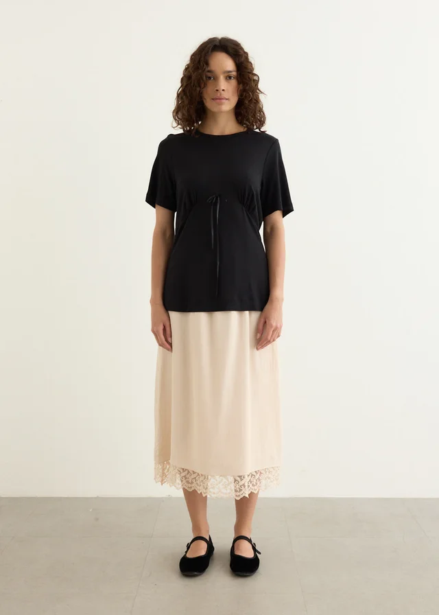 Simone Rocha Lace Trim Negligee Skirt in NUDE, image 1 of 1 from Incu
