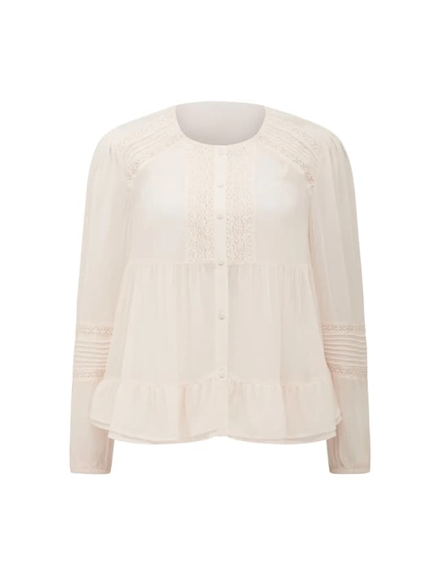 Forever New Hartley Lace Trim Top Pink in Cream Pink, image 1 of 1 from Fenwick