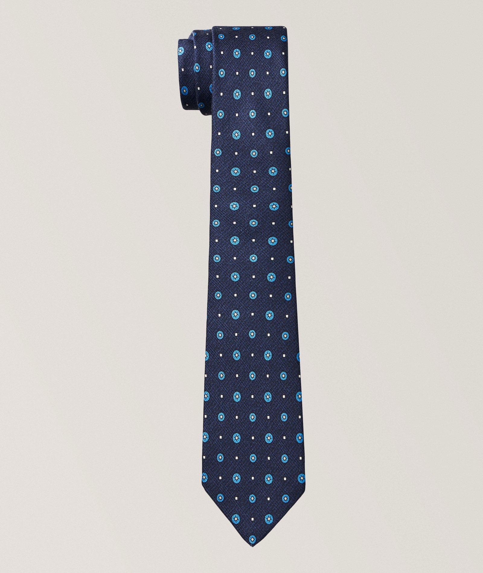 Kiton Medallion-Print Silk Tie in Blue, image 1 of 1 from Harry Rosen