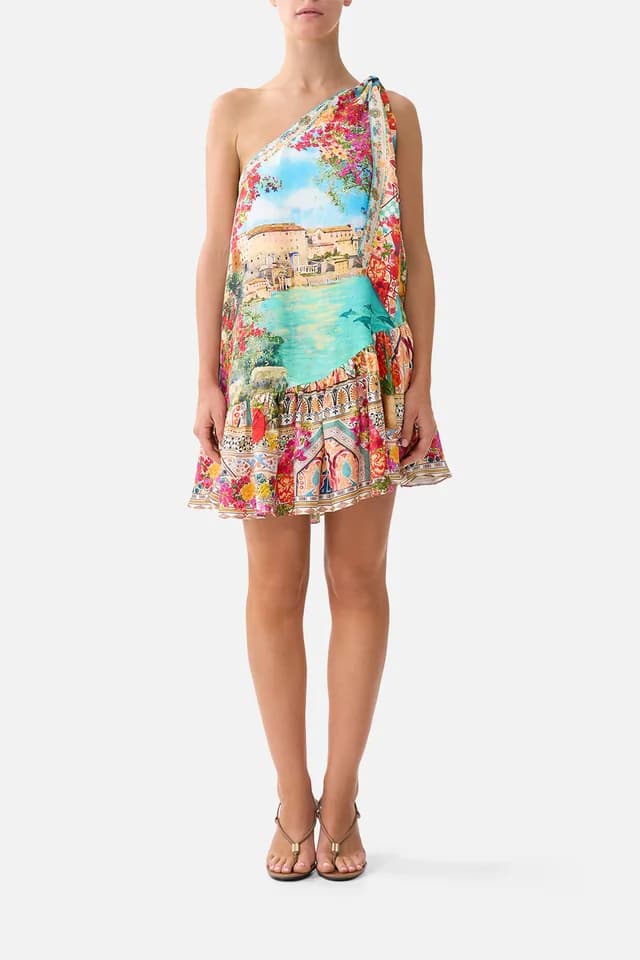Camilla eBoutique TIE ONE SHOULDER SHORT DRESS MEET ME IN MALLORCA, image 1 of 1 from CAMILLA