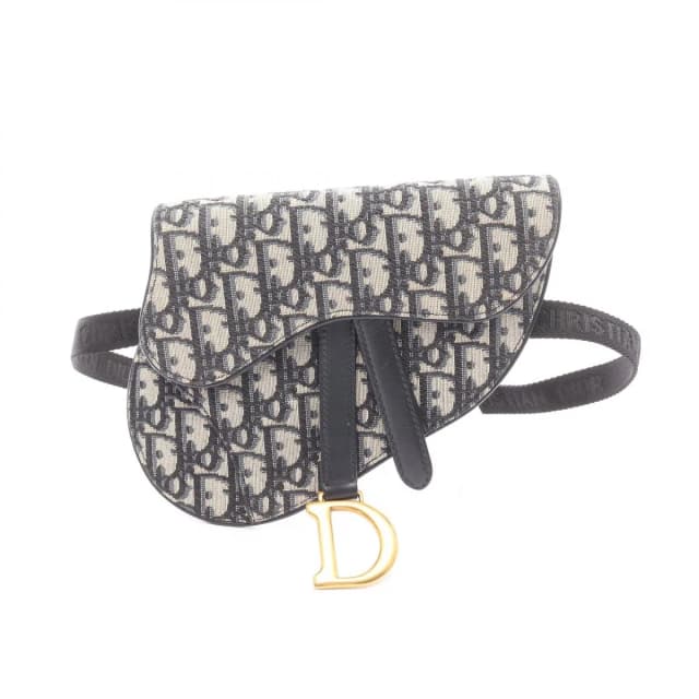 Dior Waist Bag Saddle Oblique Beige Black Navy Canvas Leather in Black Canvas from The Reluxe, photo 1 of 1