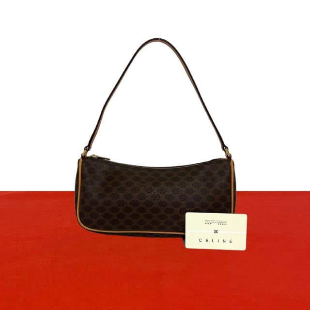Celine Macadam Blason Triomphe Pattern Leather Mini Shoulder Bag Brown in Brown Leather from The Reluxe, photo 1 of 1