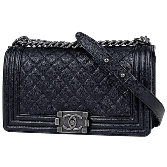 Chanel Shoulder Bag Boy CC Logo Caviar Leather Black in Black Caviar leather from The Reluxe, photo 1 of 1