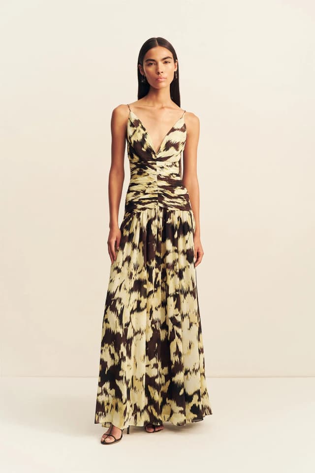 Shona Joy BENNY PLUNGED GATHERED MAXI DRESS, image 1 of 1 from Shona Joy