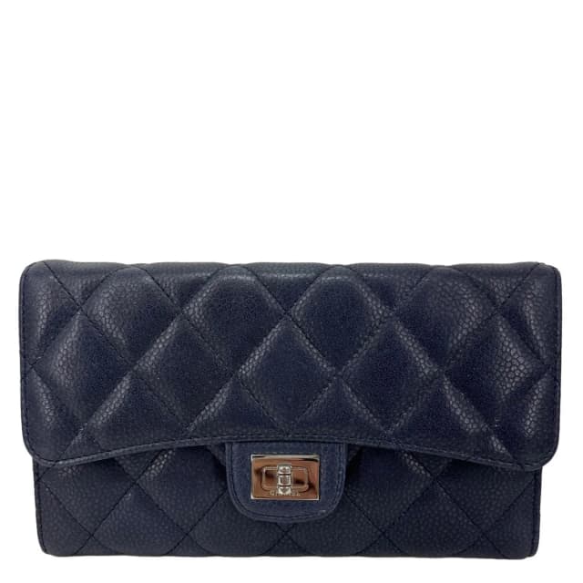 Chanel Reissue Long Flap Quilted Caviar Leather Wallet Navy Blue in Navy Caviar leather from Dallas Designer Handbags, photo 1 of 1