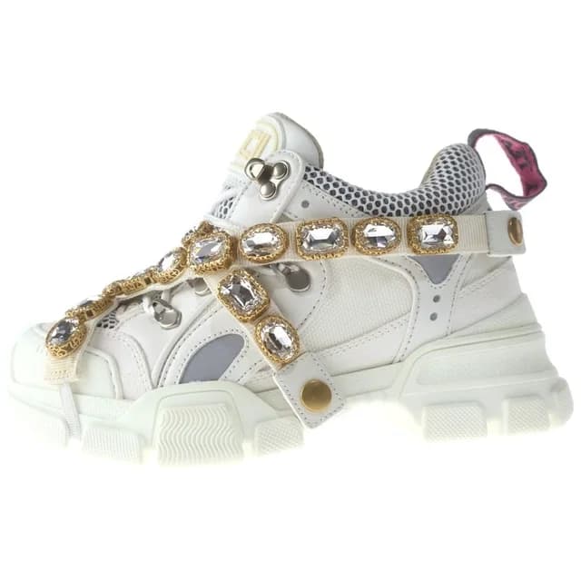 Gucci Flashtrek Crystal Low-Cut Sneakers White GG in White from The Reluxe, photo 1 of 1