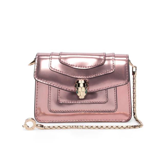Bvlgari Metallic Leather Serpenti Forever Mini Bag Charm in Pink Leather from Blue Spinach, photo 1 of 1