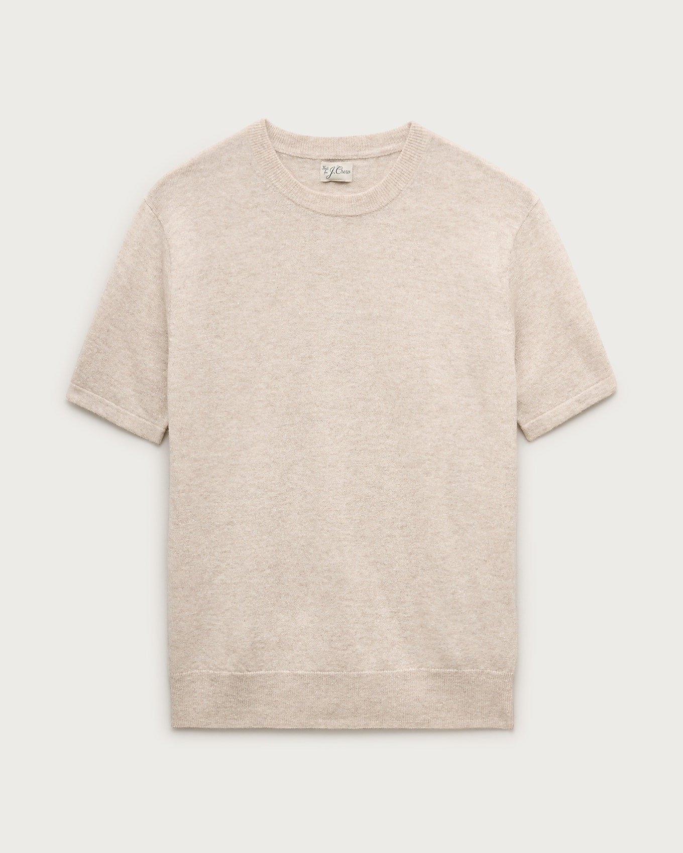 J.Crew Short-sleeve cashmere-linen blend sweater in MARLED BIRCH, image 1 of 1 from J.Crew (US)