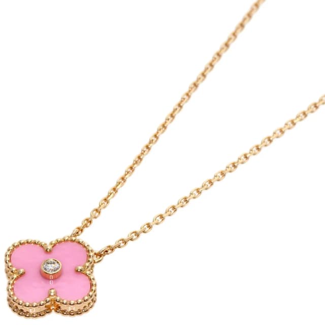 Van Cleef & Arpels Vintage Alhambra Pink Sable Diamond Limited Necklace 18K Gold in Beige from The Reluxe, photo 1 of 1