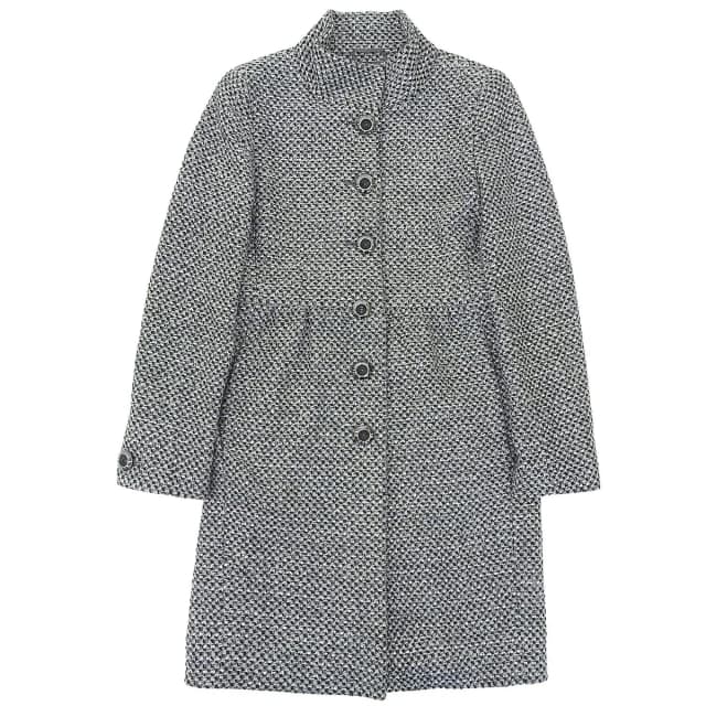 Max Mara Studio Coat Long Stand Collar Tweed Wool Gray in Grey Tweed from The Reluxe, photo 1 of 1