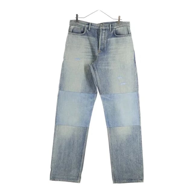 Dior Regular Fit Cotton Twill Jeans Fit Button Fly Patchwork Denim Pants Indigo in Denim from The Reluxe, photo 1 of 1