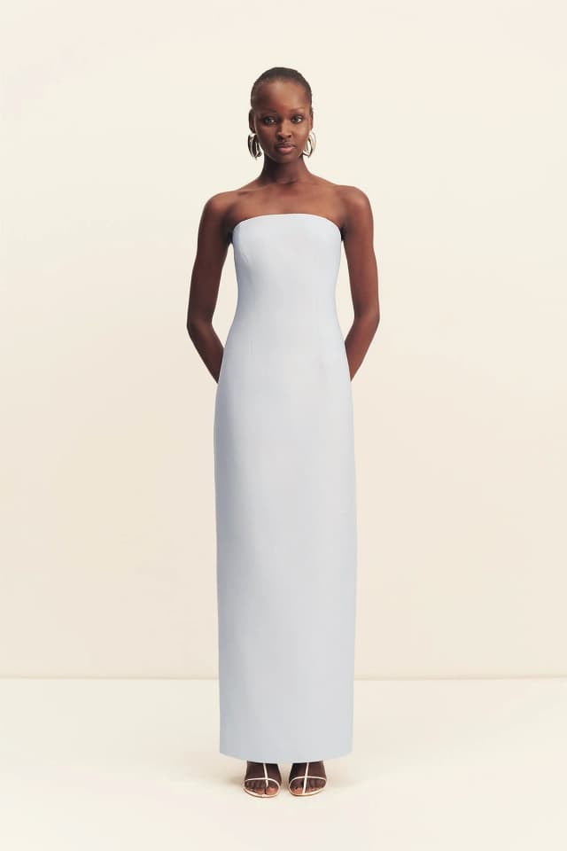 Shona Joy OTIS STRAPLESS PANELLED MAXI DRESS - SKY, image 1 of 1 from Shona Joy