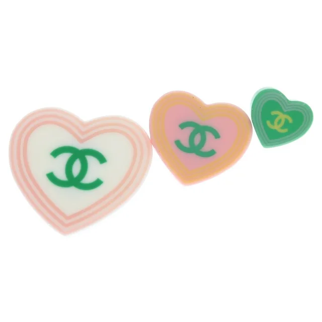Chanel CC Logo Heart Pin Brooch Pin Badge Set Pink Green 04C in Green from The Reluxe, photo 1 of 1