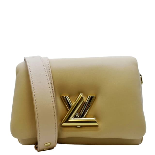 Louis Vuitton Twist MM Padded Lambskin Leather Shoulder Bag Beige in Beige Lambskin from Dallas Designer Handbags, photo 1 of 1