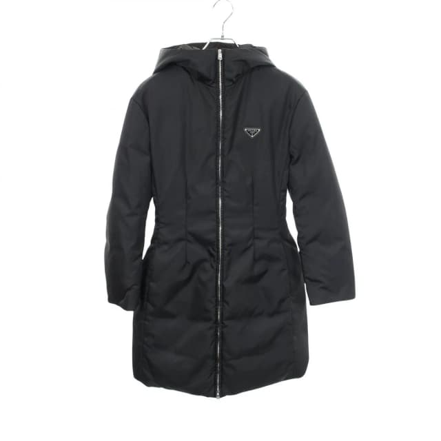 Prada Down Jacket Re-Nylon Triangle Logo Hooded Nylon Coat in Nylon from The Reluxe, photo 1 of 1