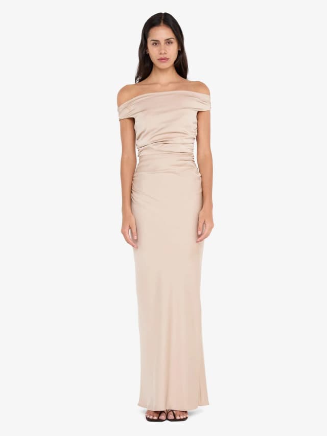 Bec&Bridge ETERNITY OFF SHOULDER MAXI - SAND in Beige, image 1 of 1 from BEC + BRIDGE