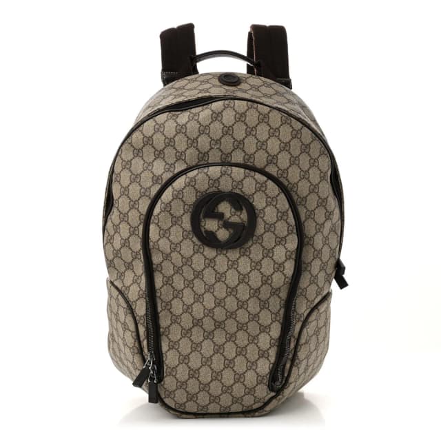Gucci Interlocking G Backpack GG Supreme Coated Canvas Bag - Beige & Brown in Brown Coated canvas from H&T, photo 1 of 1