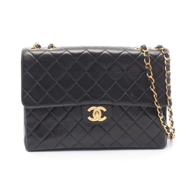 Chanel Shoulder Bag Maxi Quilted 30 Single Flap Black Lambskin Chain in Black Lambskin from The Reluxe, photo 1 of 1