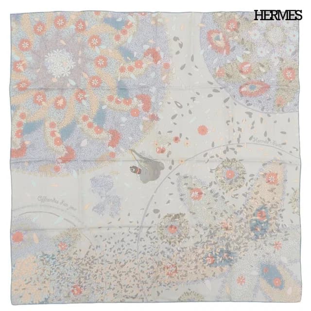Hermès Carre 90 Silk Scarf Flower Offering Offrandes Dun Jour Multicolor in Multicolor Silk from The Reluxe, photo 1 of 1