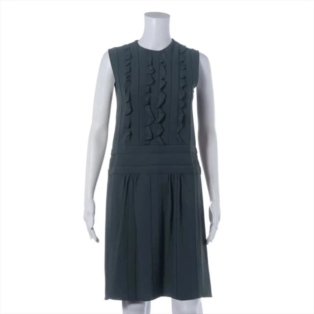 Prada Ruffles Gathered Dress Gray in Grey from The Reluxe, photo 1 of 1