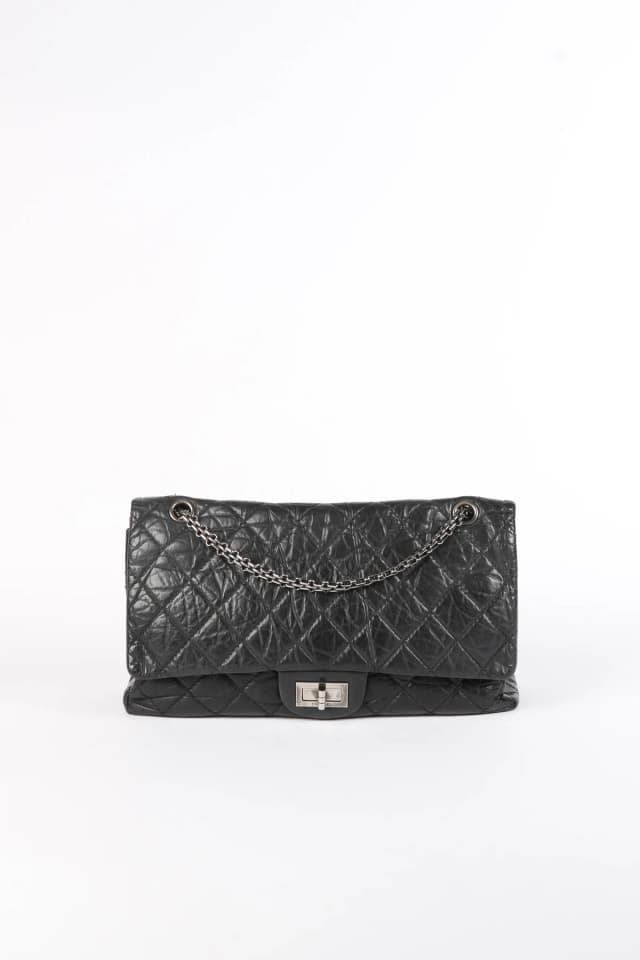 2010s Chanel Charcoal Aged Calfskin Large Reissue 2.55 Flap Shoulder Bag in Calfskin from Break Archive, photo 1 of 1