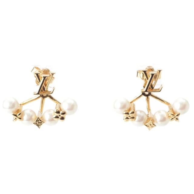 Louis Vuitton Mini Gram Pearl Earrings Gold in Gold from The Reluxe, photo 1 of 1