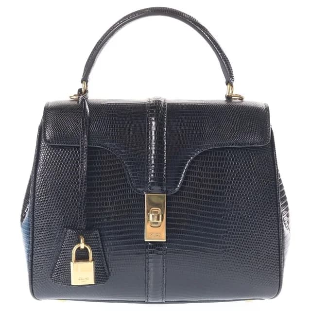 Celine Embossed Leather 2-Way Bag Gold Black in Black Leather from The Reluxe, photo 1 of 1