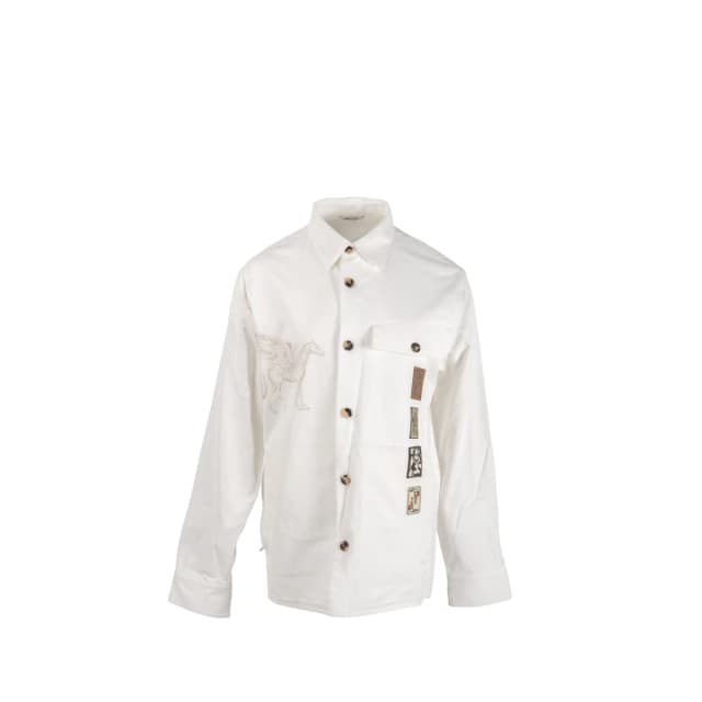 Hermès Size 48 Icones Au Carre Overshirt Viscose/Cotton White/Multicolour in White from EMIER, photo 1 of 1