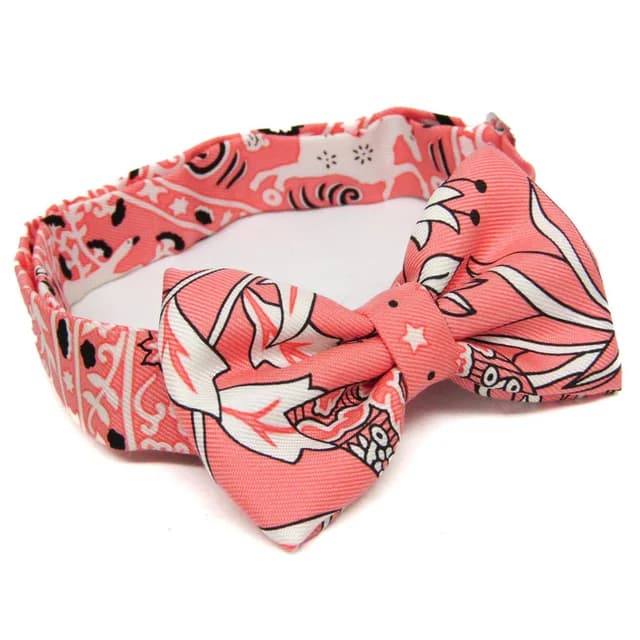 Hermès Mini Bowtie Fleurs Et Papillons De Tissus Boys Silk Bow Tie Flowers Pink in Pink Silk 100% from Elady, photo 1 of 1