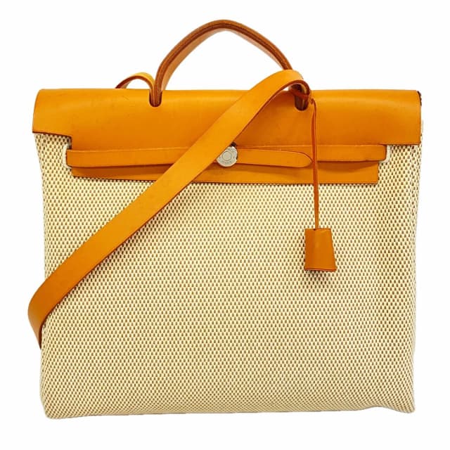 Hermès Handbag Herbag MM Toile GM Natural Silver 2-Way Bag in Beige from The Reluxe, photo 1 of 1