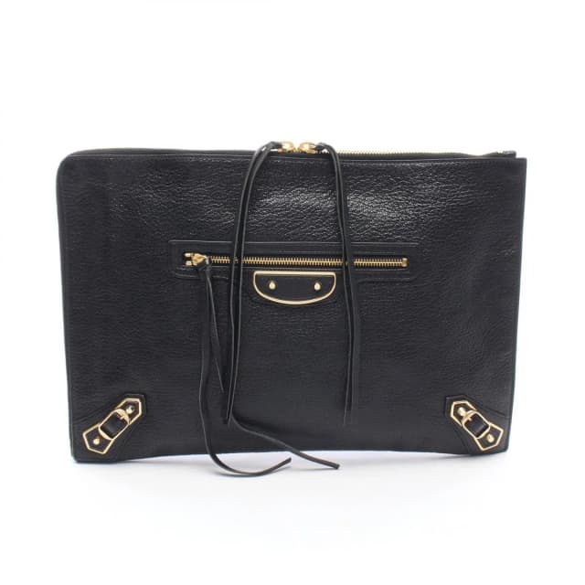 Balenciaga Clutch Classic Metallic Edge Black Leather in Black Leather from The Reluxe, photo 1 of 1