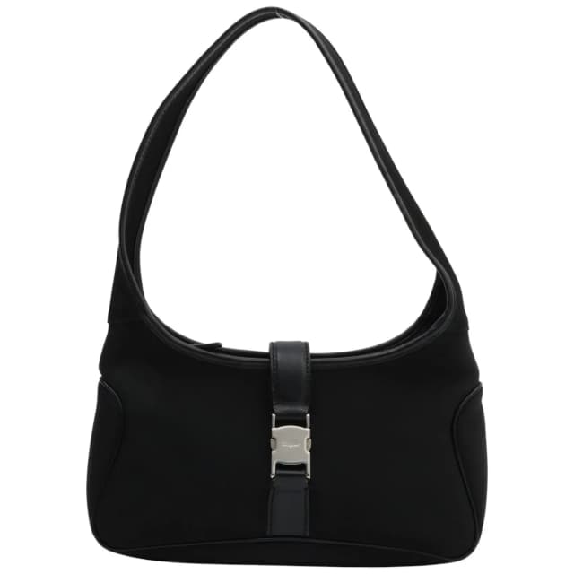 Ferragamo Nylon Vara Plate One-Shoulder Bag Black from VINTAGE QOO TOKYO, photo 1 of 1