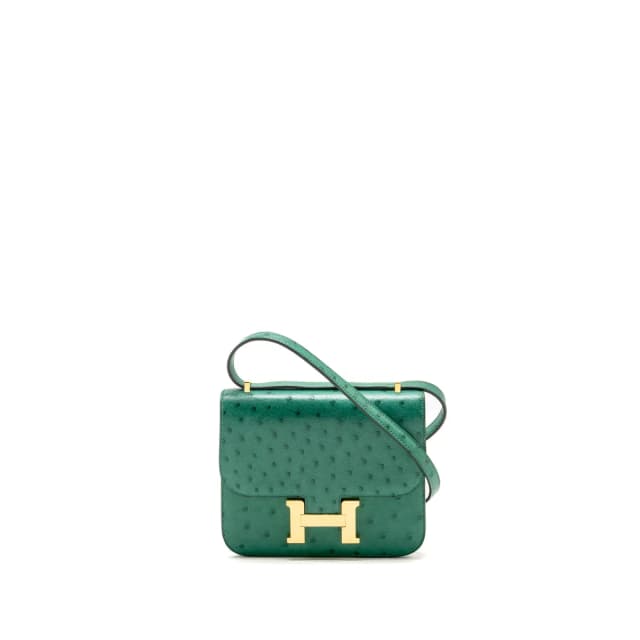 Hermès Mini Constance Ostrich Vert Vertigo GHW Stamp A in Green Ostrich from EMIER, photo 1 of 1