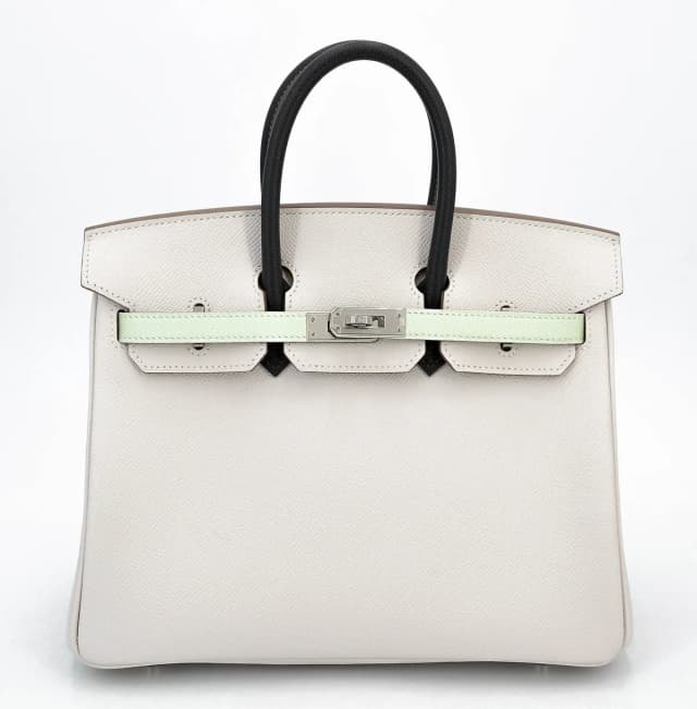 Hermès Birkin 25 Gris Pale (M4) Vert Fizz (0S) Graphite (88) in Green Epsom leather from Ginza Xiaoma, photo 1 of 1